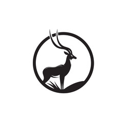 Obraz premium Minimalist Antelope – Black and White Silhouette Vector