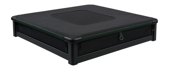 Rectangular sandbox with a weather-resistant cover for garden installation