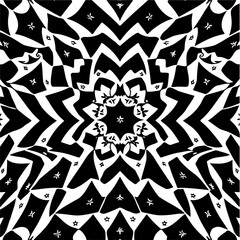 Wavy boho floral triangle pattern, distorted perspective, optical illusion effect