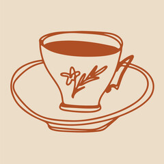 Tea Cups Collection Line Drawing Sketch