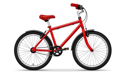 Striking vibrant red bicycle, detailed illustration conveying movement and recreational cycling