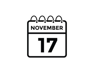 Basic RG17 November, calendar date icon. 17 November Calendar Date for Deadlines or Appointment. Day, month. vector illustration.
