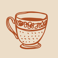 Tea Cups Collection Line Drawing Sketch