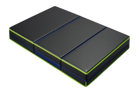 Foldable gymnastics mat with Velcro strips for home practice