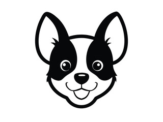 Obraz premium Dog head icon. Flat style. Cartoon dog face. Vector illustration isolated on white. Silhouette simple. Animal logotype concept. Logo design template perfect for pet brands and businesses.
