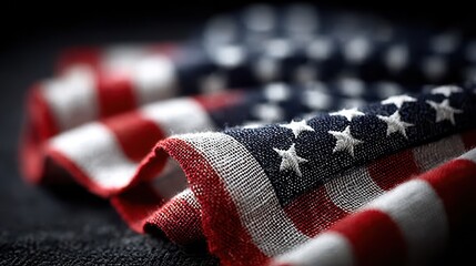 Close-up of Woven American Flag with Red, White, and Blue Stripes