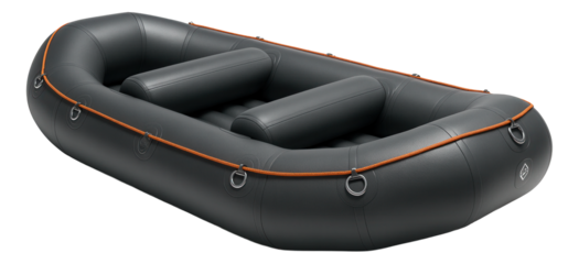 Raft with adjustable thwarts and D-ring attachments for river navigation