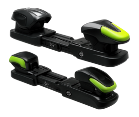 Adjustable ski bindings with multiple boot size compatibility for rental use