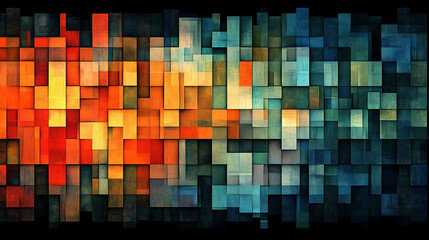 Abstract mosaic of vibrant squares