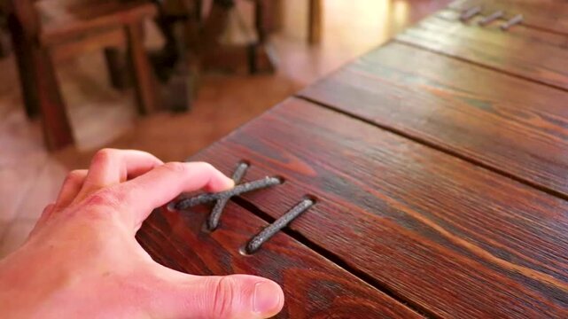 Interior tabel design of a wooden restaurant Belarus.