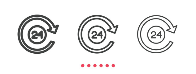 24 hours support icon. Thin line icon vector.
