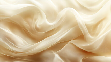 Fototapeta premium Soft, flowing, cream-colored fabric with subtle golden highlights