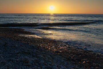 Sunset on the beach in summer