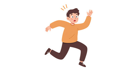 Fototapeta premium びっくり！慌てて逃げる少年のイラスト