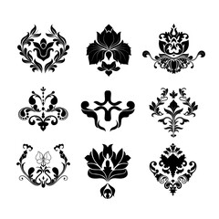 Black Floral Ornament Vector Design Collection