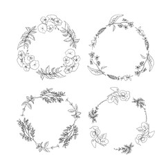 Flower Plant Wreath Vector Design Collection