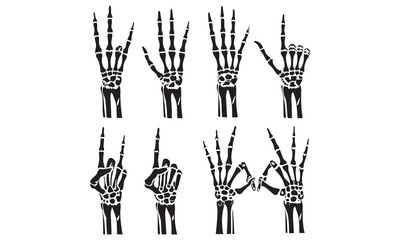 Skeleton Hand Gesture Icons Vector Illustrations of Skeletal Hand Signs