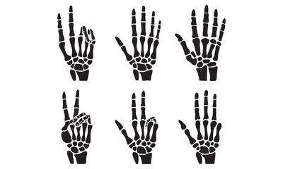 Skeleton Hand Gesture Icons Vector Illustrations of Skeletal Hand Signs