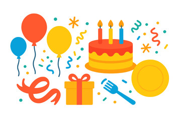 Celebration with colorful balloons, cake, and gifts during a joyful birthday party in a festive atmosphere
