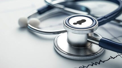 Close-up of a stethoscope with a medical symbol on a chart.