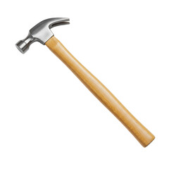 Claw hammer with wooden handle tool object isolated on transparent background