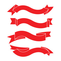 Fototapeta premium Red ribbon set banners label design collection