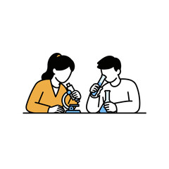 Scientific Discovery: Two focused individuals, likely scientists, are engaged in a dedicated research project within a laboratory environment, utilizing specialized equipment.