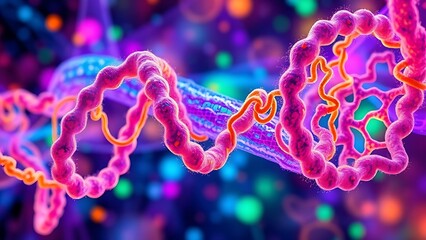An abstract representation of metabolic pathways in vibrant colors, twisting like a double helix.