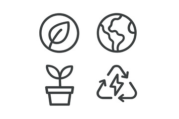 Symbolic representations of environmental themes emphasizing sustainability and nature conservation in a minimalistic design