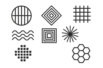 Geometric patterns showcasing various shapes and designs on a white backdrop