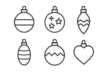 Variety of Christmas ornaments displayed in a minimalist style with simple line designs perfect for holiday decor planning