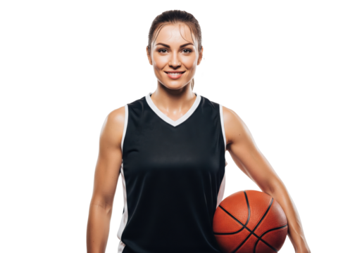 Smiling woman holding a basketball isolated on a transparent background
- Powered by Adobe