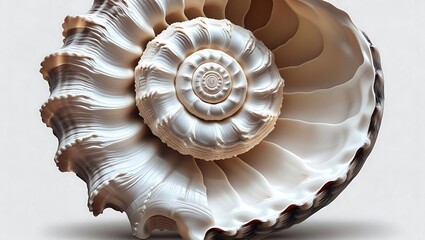 An Elegant Nautilus Shell with a Pearly Spiral Texture