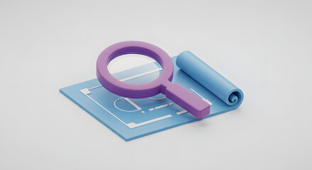 3D Magnifying Glass on Blueprint: Design, Analysis & Planning Concept