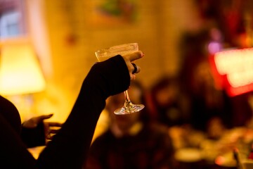 Close-up of woman holding wine glass	