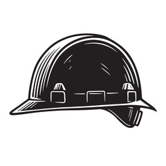 Fototapeta premium Black and white illustration of a hard hat for construction and safety purposes