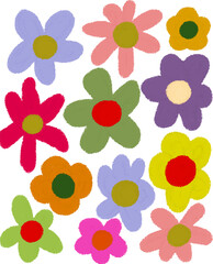 Colorful hand-drawn floral arrangement for various creative projects