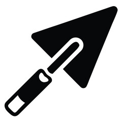 Solid black trowel silhouette icon for construction and diy projects