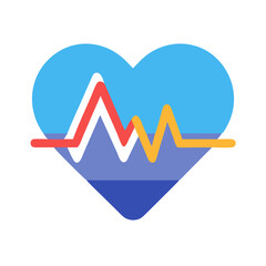 Heartbeat waveform graphic in blue and colorful design  