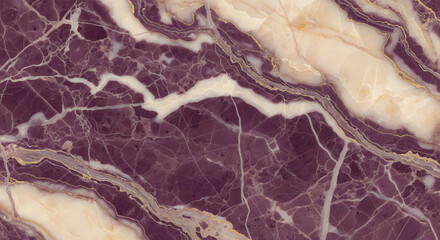 Obraz premium Abstract purple marble texture with white and gold veins, luxurious natural stone surface pattern for design