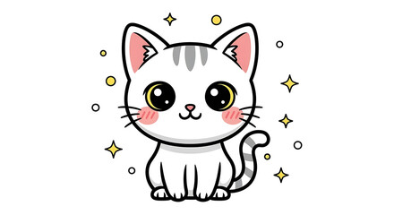 Obraz premium かわいい猫と子猫のイラスト – 癒し系で可愛らしい動物イラスト