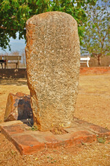 Old stone shiva linga representing phallus at Po Shanu Temple Complex in Mui Ne, Vietnam.