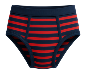 Boys' striped cotton briefs with elastic waistband in navy and red