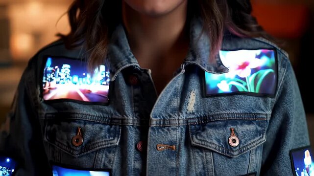 Denim Jacket with Luminous Patches.
