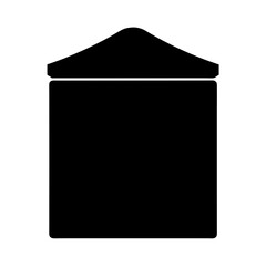 Black and white simple illustration of a building or container shape