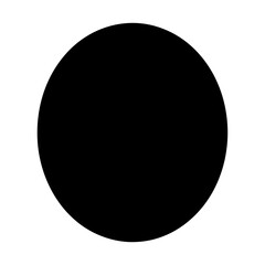 A large black circular shape against a plain white background depiction