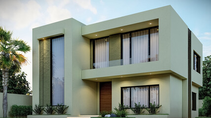 3D illustration of a captivating two-story house 2