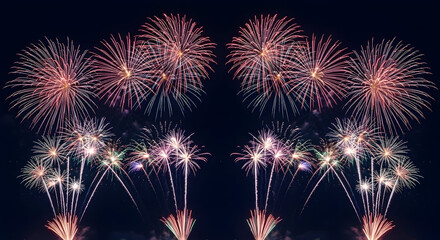 Obraz premium Vibrant fireworks display illuminating the night sky with bursts of color, perfect for celebrations and special events