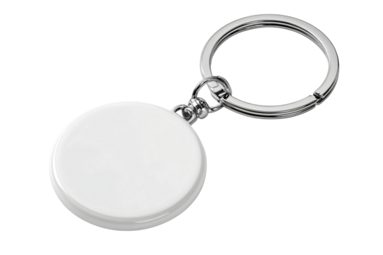Shiny blank round metal keychain ready for personalization