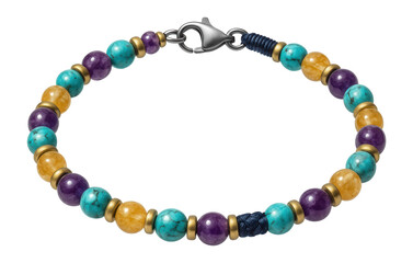 Obraz premium Beaded anklet with multicolored gemstones for festival attire
